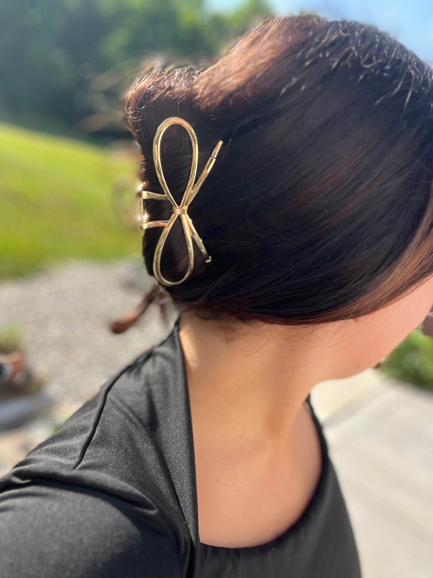 Gold Bow Claw Clip