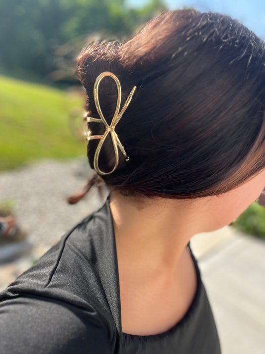 Gold Bow Claw Clip